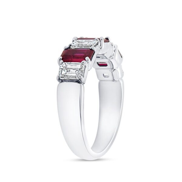 Seven-Stone Emerald Cut Ruby Anniversary Ring - Image 2