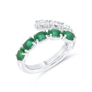 Bypass Oval Shaped Emerald Anniversary Ring