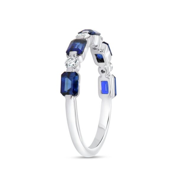 1-Row Emerald Cut Blue Sapphire Fashion Ring - Image 2
