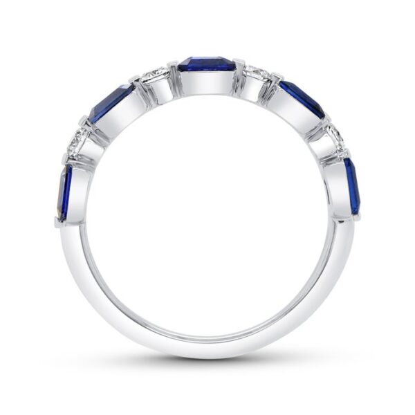 1-Row Emerald Cut Blue Sapphire Fashion Ring - Image 3
