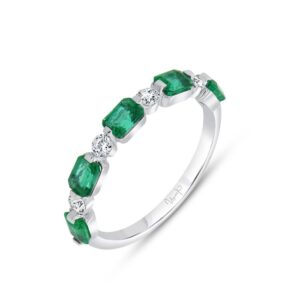 1-Row Emerald Cut Emerald Fashion Ring