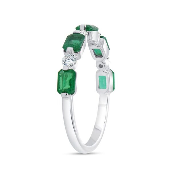 1-Row Emerald Cut Emerald Fashion Ring - Image 2