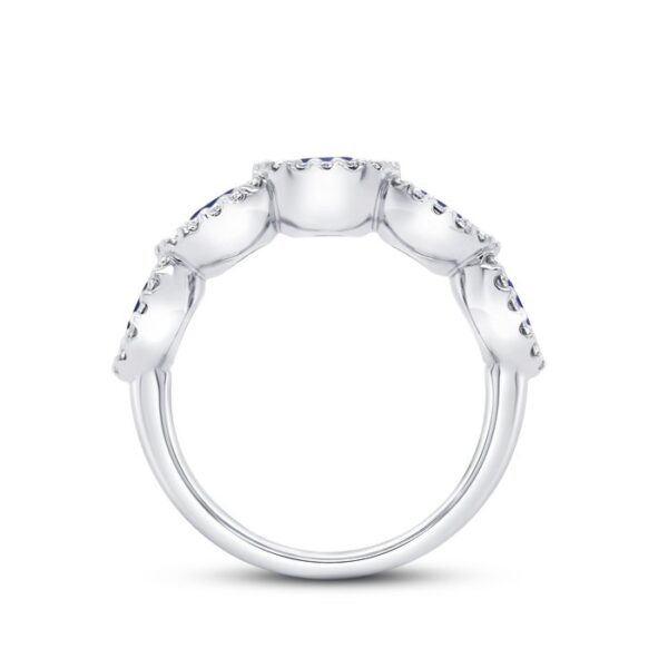 1-Row Oval Shaped Blue Sapphire Anniversary Ring - Image 3