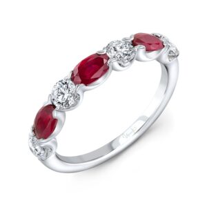 1-Row Oval Shaped Ruby Fashion Ring