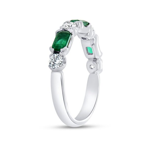 Straight Emerald Cut Emerald Anniversary Ring - Image 2