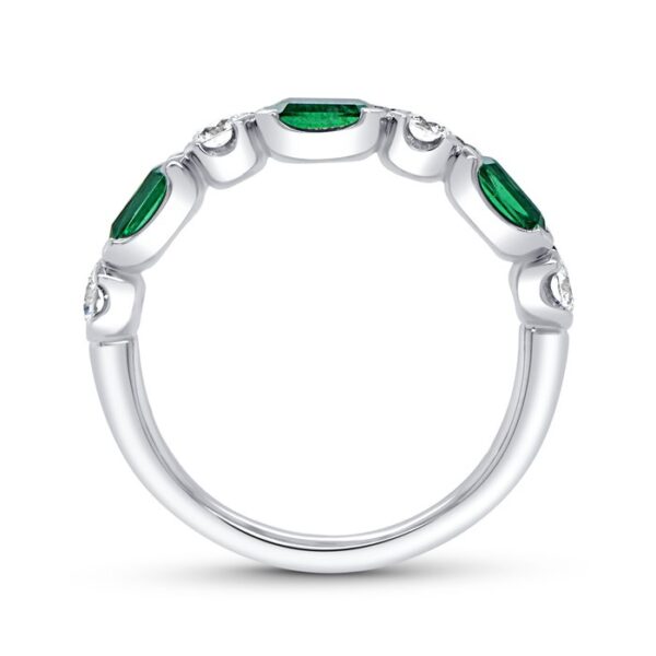 Straight Emerald Cut Emerald Anniversary Ring - Image 3