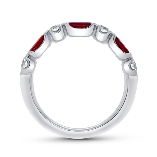 Straight Emerald Cut Ruby Anniversary Ring - Image 3