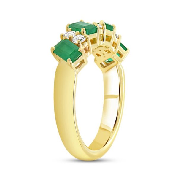 1-Row Emerald Cut Green Diamond Anniversary Ring - Image 2