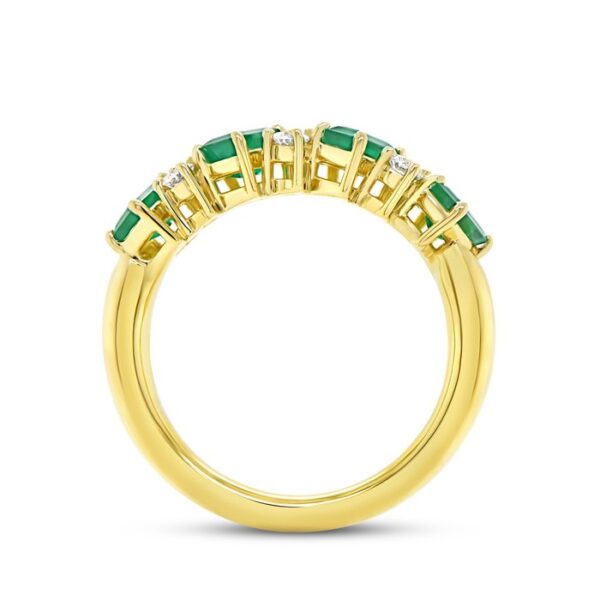 1-Row Emerald Cut Green Diamond Anniversary Ring - Image 3