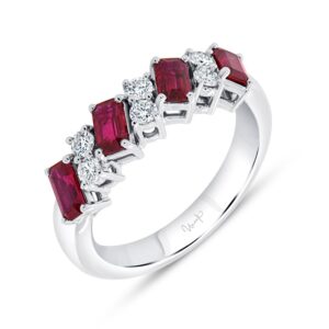 1-Row Emerald Cut Ruby Anniversary Ring