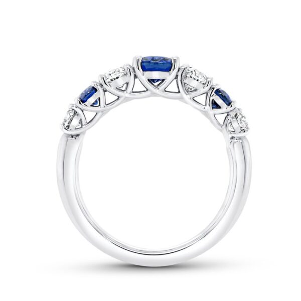 1-Row Oval Shaped Blue Sapphire Anniversary Ring - Image 3