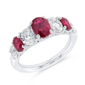 Seven-Stone Oval Shaped Ruby Anniversary Ring
