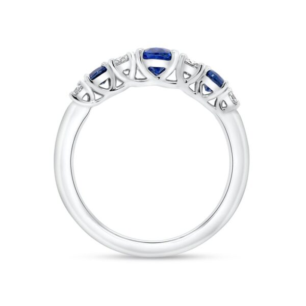 1-Row Oval Shaped Blue Sapphire Anniversary Ring - Image 3