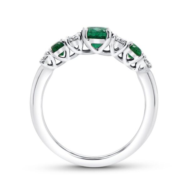 1-Row Oval Shaped Emerald Anniversary Ring - Image 3
