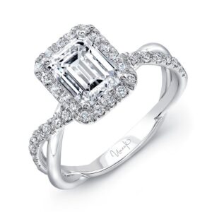 Halo Emerald Cut Engagement Ring