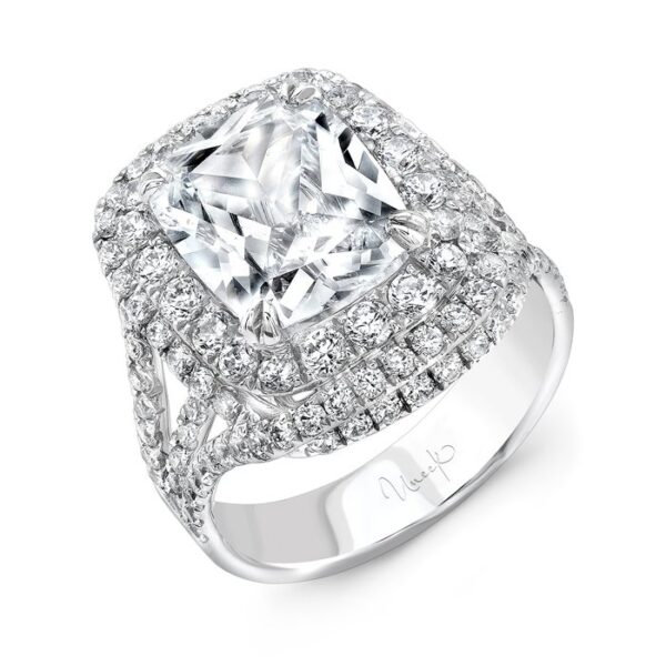 Double-Halo Cushion Cut Engagement Ring