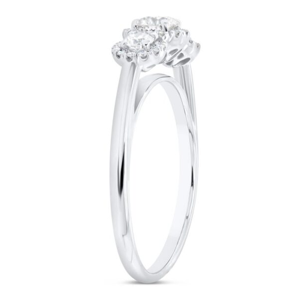 3-Stone-Halo Round Diamond Engagement Ring - Image 2
