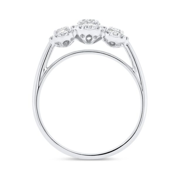 3-Stone-Halo Round Diamond Engagement Ring - Image 3