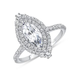 Double-Halo Marquise Engagement Ring