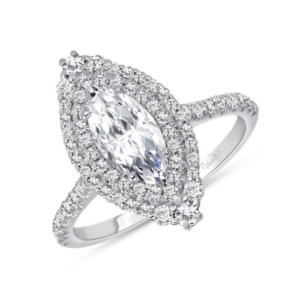 Double-Halo Marquise Engagement Ring