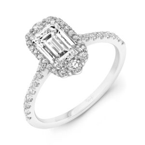 Halo Emerald Cut Engagement Ring