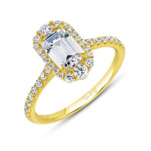Halo Emerald Cut Diamond Engagement Ring