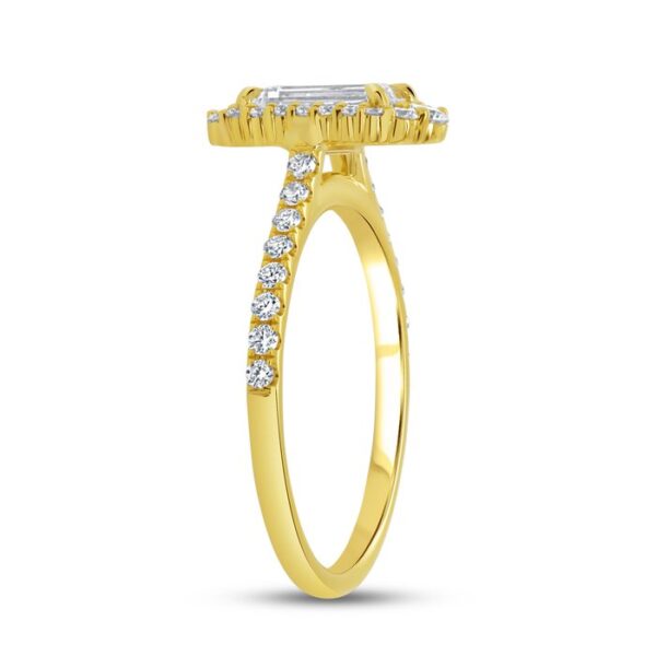 Halo Emerald Cut Diamond Engagement Ring - Image 2