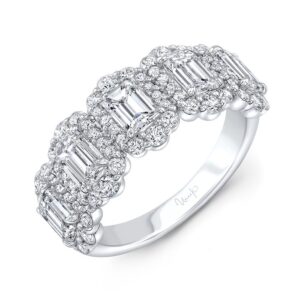 5-Stone-Halo Emerald Cut Diamond Fashion Ring