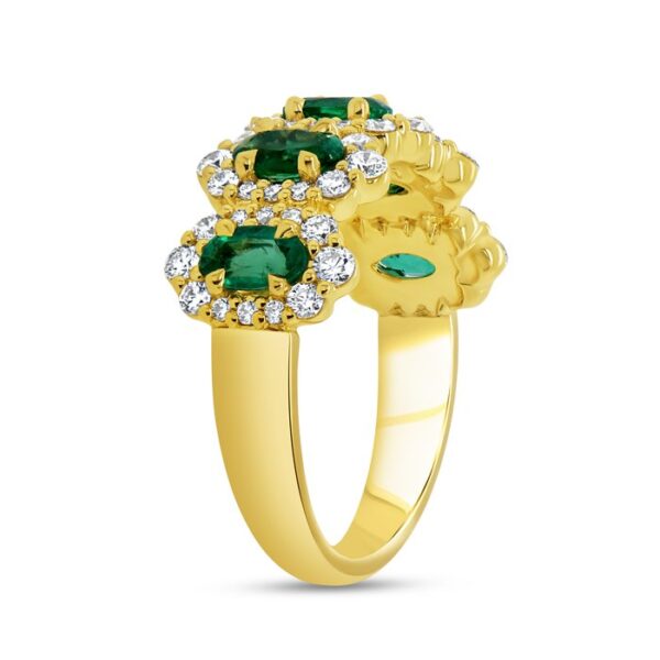 5-Stone-Halo Oval Shaped Emerald Fashion Ring - Image 2