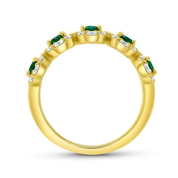5-Stone-Halo Oval Shaped Emerald Fashion Ring - Image 3