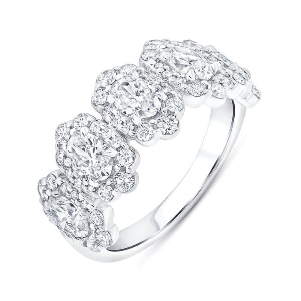 5-Stone-Halo Anniversary Ring