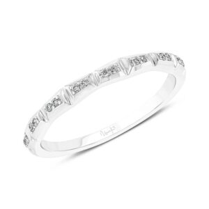 Diamond Wedding Band with Baguette-Illusion Round Diamond Cluster Accents