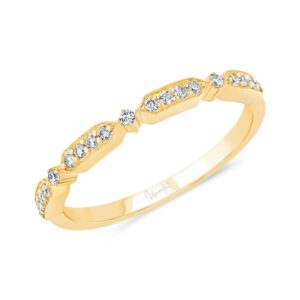 Diamond Wedding Band with Milgrain-Trimmed Pave Bars