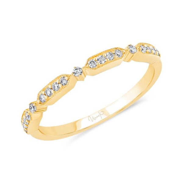 Diamond Wedding Band with Milgrain-Trimmed Pave Bars