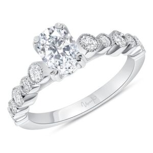 Straight Oval Shaped Engagement Ring