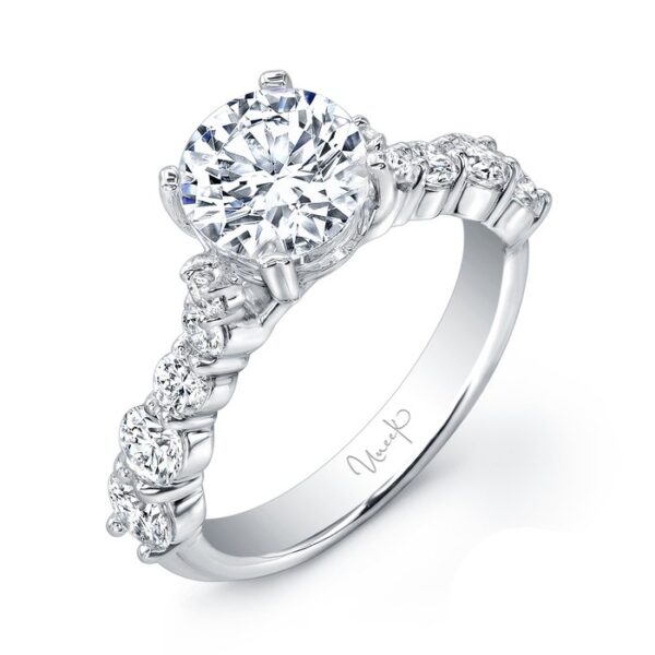 Cathedral Round Diamond Engagement Ring