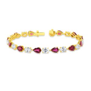 Strand Pear Shaped Ruby Link Bracelet