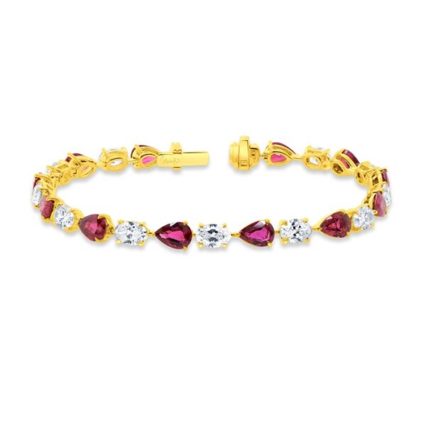 Strand Pear Shaped Ruby Link Bracelet