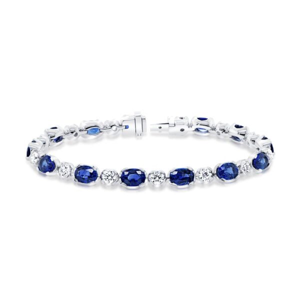 Oval Shaped Blue Sapphire Tennis Bracelet
