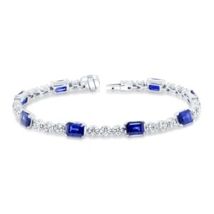 Strand Emerald Cut Blue Sapphire Link Bracelet