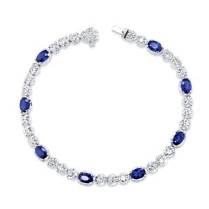 Strand Oval Shaped Blue Sapphire Link Bracelet