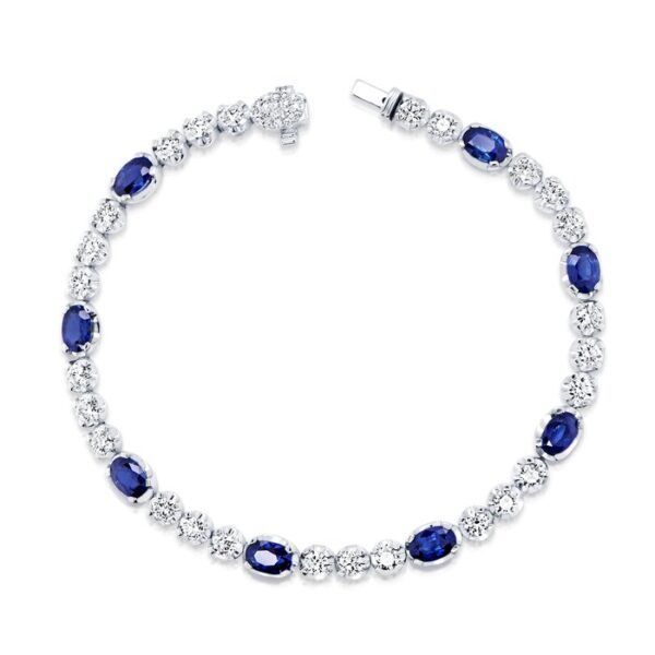 Strand Oval Shaped Blue Sapphire Link Bracelet