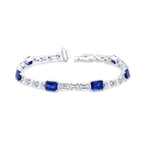 Strand Emerald Cut Blue Sapphire Link Bracelet