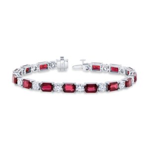 Strand Emerald Cut Ruby Link Bracelet