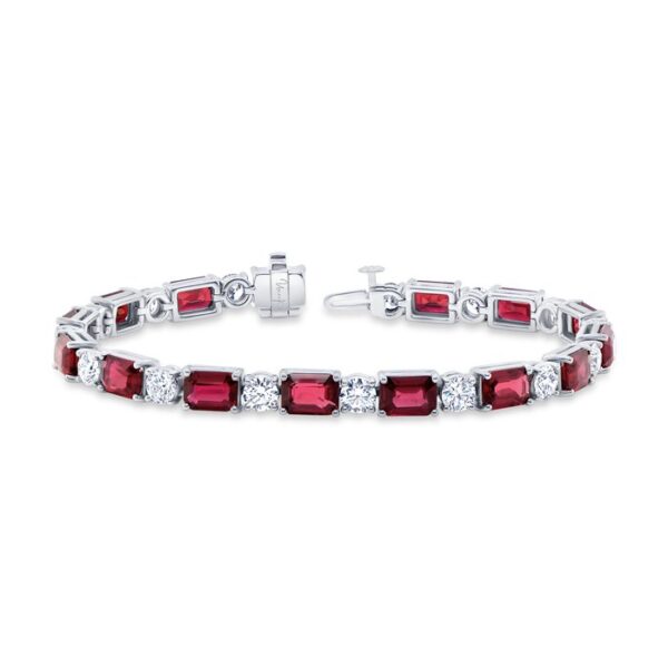 Strand Emerald Cut Ruby Link Bracelet