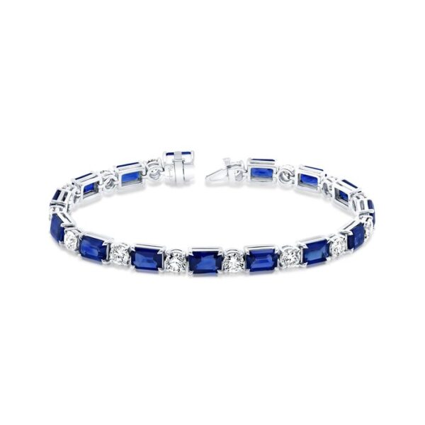 1-Row Emerald Cut Blue Sapphire Fashion Bracelet