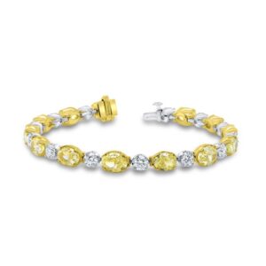 Oval Shaped Fancy Light Yellow Diamond Link Bracelet