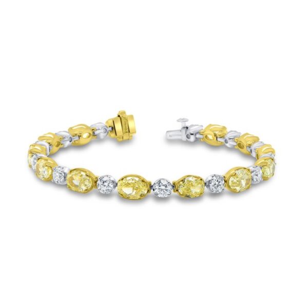 Oval Shaped Fancy Light Yellow Diamond Link Bracelet