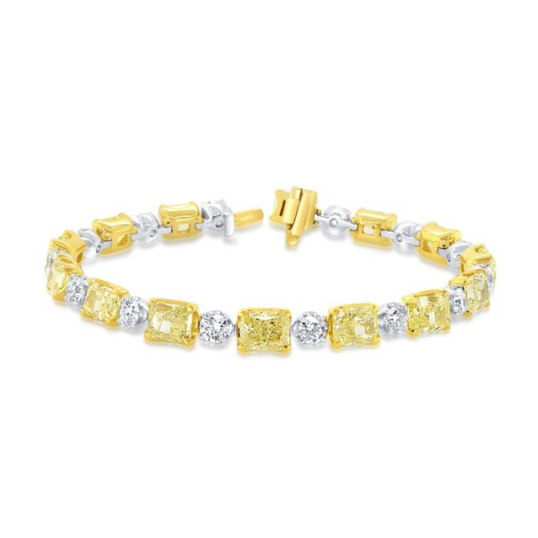Radiant Fancy Yellow Diamond Link Bracelet