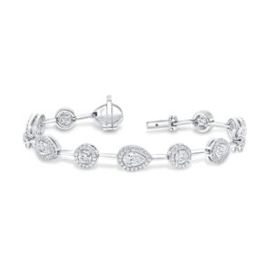Halo Pear Shaped Diamond Tennis Bracelet